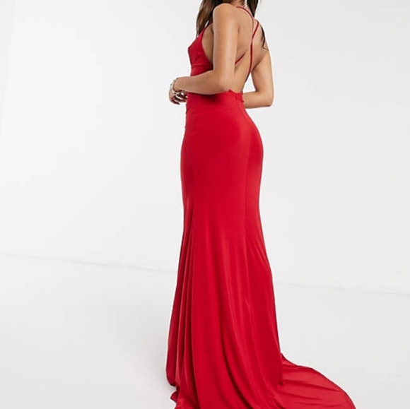Club L London Petite cross back fishtail maxi dress - Picture 3 of 6